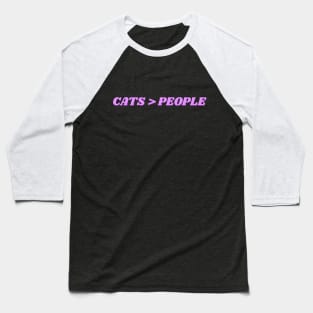 CATS OVER PEOPLE! - Lavender Baseball T-Shirt